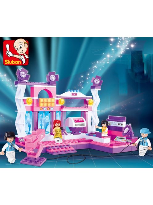 Конструктор Sluban Girl's Dream: Рок сцена (176 ч.) с 4 фигурки, 33х24х6 см