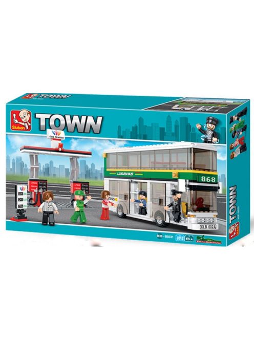 Конструктор Sluban Сити двуетажен градски автобус 402 ел. с 5 фигурки 48х29х7