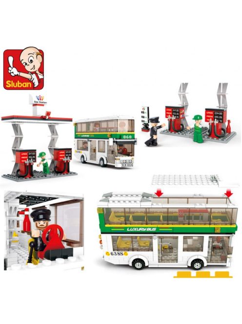 Конструктор Sluban Сити двуетажен градски автобус 402 ел. с 5 фигурки 48х29х7