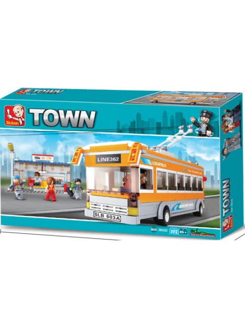 Конструктор Sluban Сити тролейбус 465 ел. с 5 фигурки 48х29х7