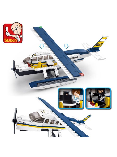 конструктор Sluban Авиация Хидроплан 214 ел. с 2 фигурки 29х24х6