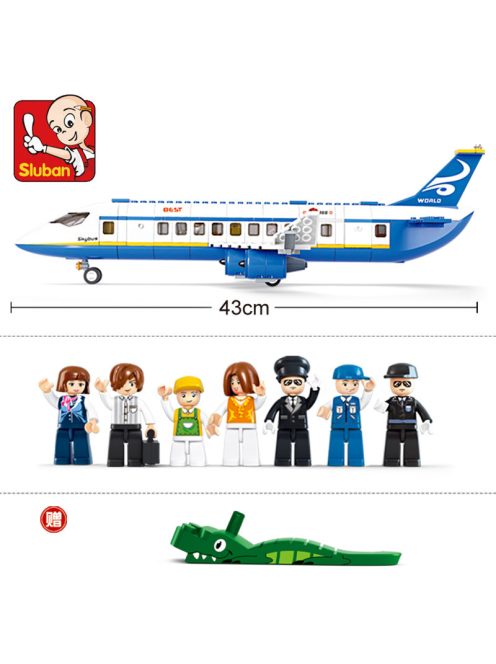 Конструктор Sluban Авиация Въздушен автобус 463 ел. с 7 фигурки 43х33х7