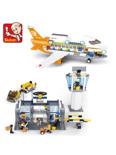   Kонструктор Sluban Авиация Летище със Самолет 678 ел. с 8 фигурки със сменяща се глава ключодържател 57х38х9