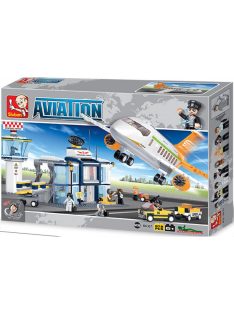   Kонструктор Sluban Авиация Летище със Самолет 678 ел. с 8 фигурки със сменяща се глава ключодържател 57х38х9