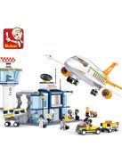 Kонструктор Sluban Авиация Летище със Самолет 678 ел. с 8 фигурки със сменяща се глава ключодържател 57х38х9