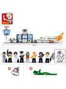 Kонструктор Sluban Авиация Летище със Самолет 678 ел. с 8 фигурки със сменяща се глава ключодържател 57х38х9