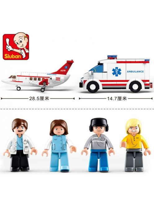 Конструктор Sluban Авиация Самолет Въздушна Линейка 335 ел. с 4 фигурки 38х29х7