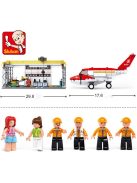Конструктор Sluban Авиация Самолет в Ремонтен Хангар 599 ел. с 6 фигурки 52х38х8