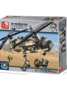конструктор Sluban Армия Двуроторен хеликоптер с бойни машини с 5 фигурки 520 ел., 43х38х8