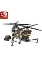 конструктор Sluban Армия Двуроторен хеликоптер с бойни машини с 5 фигурки 520 ел., 43х38х8