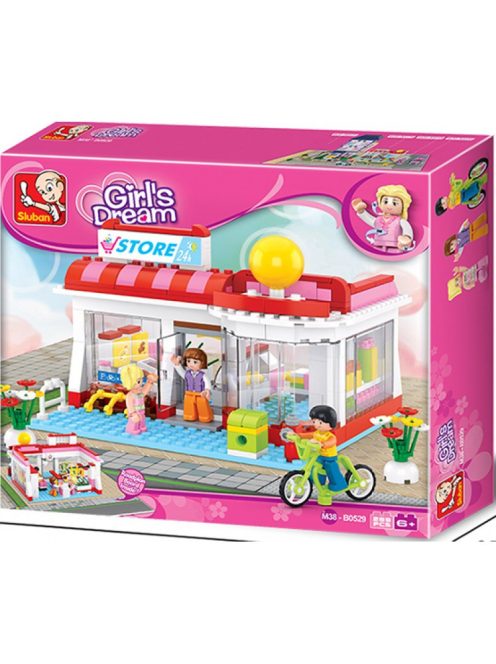 Конструктор Sluban Girl's Dream: Супермаркет (289 ч.) с 3 фигурки, 38х29х7 cm