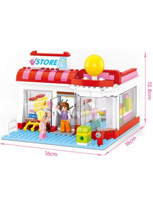 Конструктор Sluban Girl's Dream: Супермаркет (289 ч.) с 3 фигурки, 38х29х7 cm
