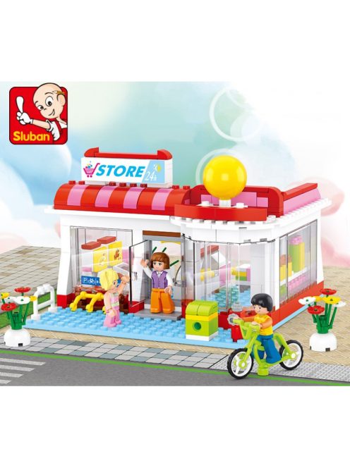 Конструктор Sluban Girl's Dream: Супермаркет (289 ч.) с 3 фигурки, 38х29х7 cm