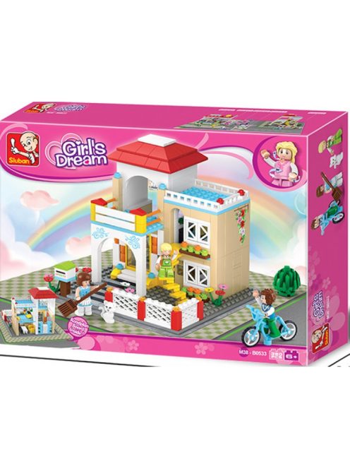 Конструктор Sluban Girl's Dream: Сладка Къща (380 ч.) с 4 фигурки, 38х29х7 cm