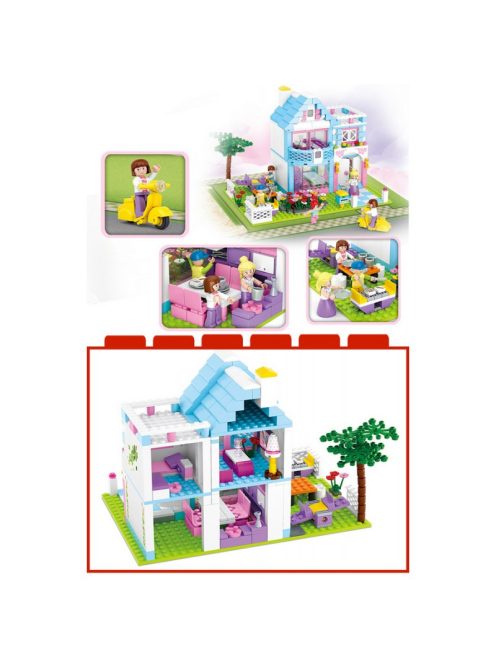 Конструктор Sluban Girl's Dream: Вила с градина (539 ч.) с 5 фигурки, 43х38х8 cm