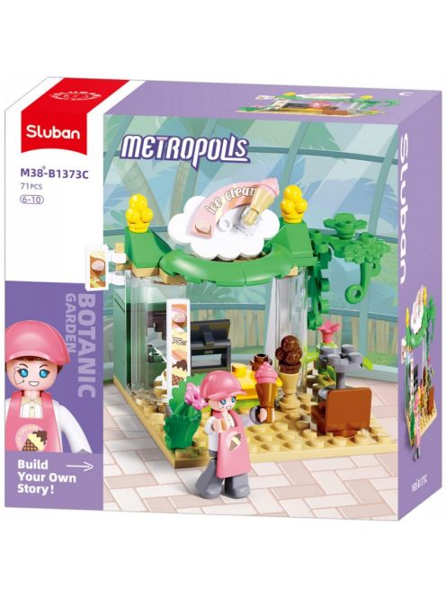 Конструктор Sluban Girl's Dream: Метрополис Ботаническа Градина (71 ч.) с 1 фигурка, 12х12х6 см