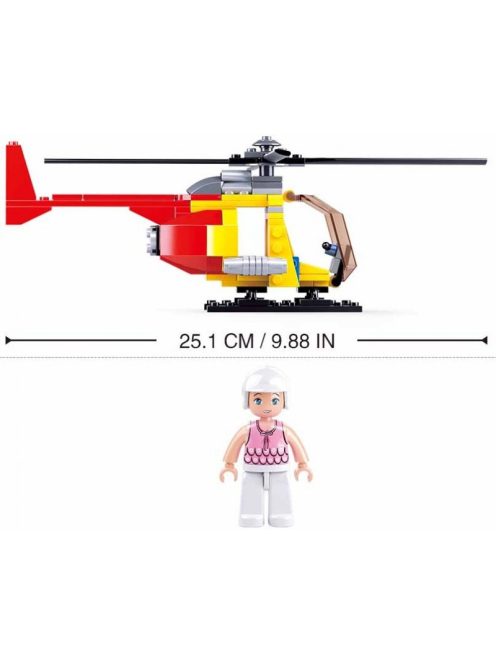 конструктор Sluban Авиация Хеликоптер 100 ел. с1 фигурка 24х14х5