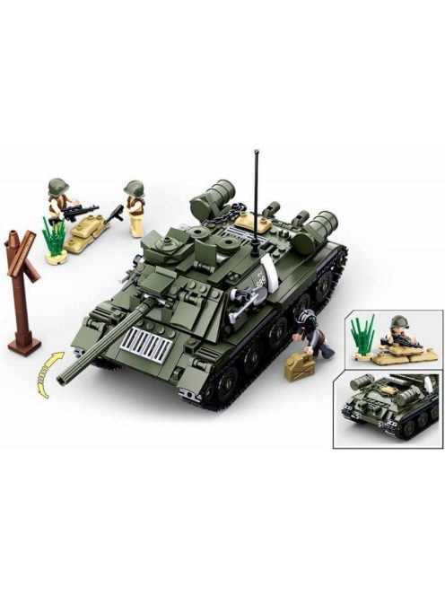 конструктор Sluban Армия 2 в1 Танк Т-34 от втората световна война и Танк Т-85 с 3 фигурки 687 ел. Точен модел 52х33х7