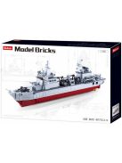 конструктор Sluban Армия Продоволствен кораб точен модел 1:450 мащаб с 2 самолета хеликоптер и лодка 497 ел. 48х33х7