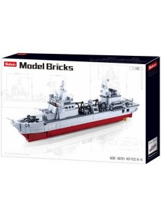   конструктор Sluban Армия Продоволствен кораб точен модел 1:450 мащаб с 2 самолета хеликоптер и лодка 497 ел. 48х33х7