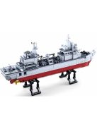 конструктор Sluban Армия Продоволствен кораб точен модел 1:450 мащаб с 2 самолета хеликоптер и лодка 497 ел. 48х33х7