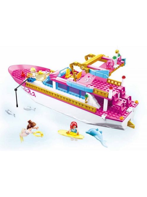 Конструктор Sluban Girl's Dream: Луксозна Яхта (212 ч.) с 3 фигурки, 38х29х7 см