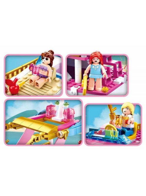 Конструктор Sluban Girl's Dream: Луксозна Яхта (212 ч.) с 3 фигурки, 38х29х7 см