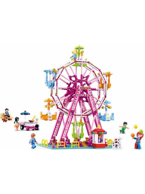 Конструктор Sluban Girl's Dream: Виенско колело (789 ч.) с 8 фигурки със сменяща се глава ключодържател, 52х38х8 cm