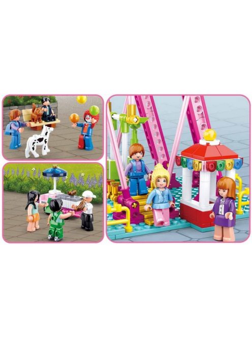 Конструктор Sluban Girl's Dream: Виенско колело (789 ч.) с 8 фигурки със сменяща се глава ключодържател, 52х38х8 cm