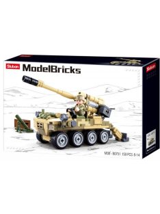   конструктор Sluban Армия Bobcat щурмова артилерииска установка 8Х8 с 1 фигурка точен модел 159 ел. 29х19х6