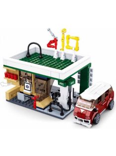   Конструктор Sluban Сити Бензиностанция с микробус 322 ел. с 3 фигурки 38х29х7