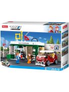Конструктор Sluban Сити Бензиностанция с микробус 322 ел. с 3 фигурки 38х29х7