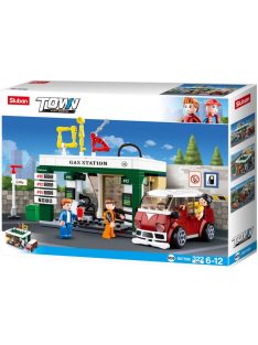   Конструктор Sluban Сити Бензиностанция с микробус 322 ел. с 3 фигурки 38х29х7