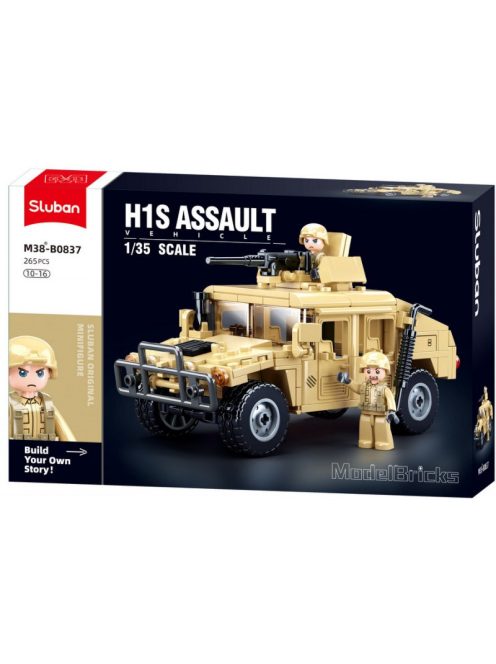 конструктор Sluban Армия Джип Хамър Н2 точен модел 265 ел. с 2 фигурки 30х19х7