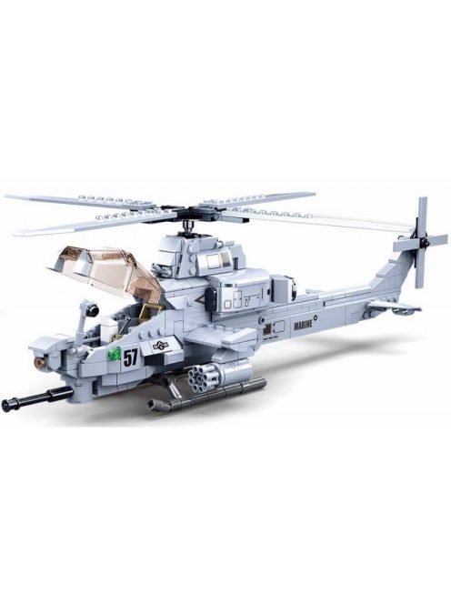 конструктор Sluban Армия AH-1Z Щурмови хеликоптер точен модел с 2 фигурки 482 ел. 30х24х13