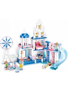   Конструктор Sluban Girl's Dream: Вила с пързалка (446 ч.) с 4 фигурки, 43х33х7 см