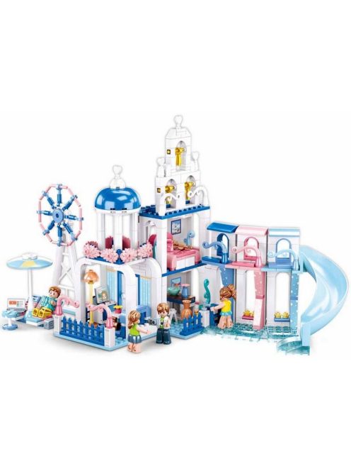 Конструктор Sluban Girl's Dream: Вила с пързалка (446 ч.) с 4 фигурки, 43х33х7 см