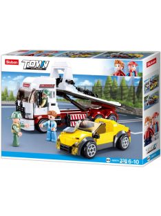   Конструктор Sluban Сити Камион Автовоз Пътна Помощ с кола 338 ел. с 3 фигурки 38х29х7