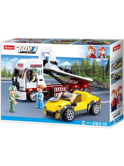 Конструктор Sluban Сити Камион Автовоз Пътна Помощ с кола 338 ел. с 3 фигурки 38х29х7