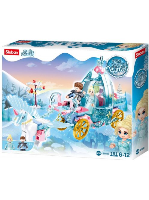 Конструктор Sluban Girl's Dream: Приказна Каляска (191 ч.) с 2 фигурки, 29х24х6 см