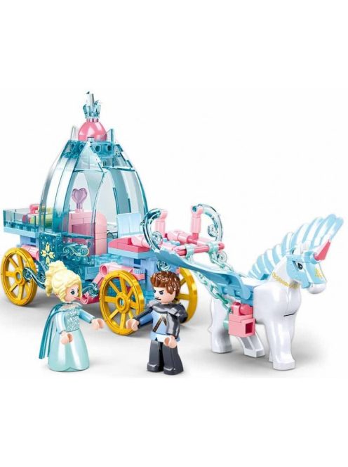 Конструктор Sluban Girl's Dream: Приказна Каляска (191 ч.) с 2 фигурки, 29х24х6 см