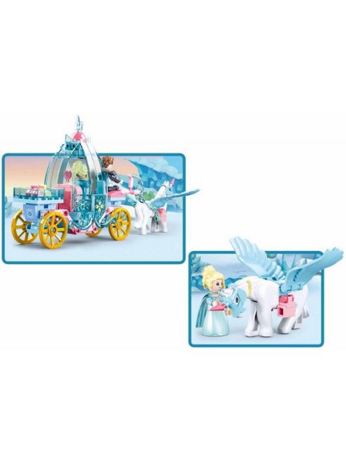Конструктор Sluban Girl's Dream: Приказна Каляска (191 ч.) с 2 фигурки, 29х24х6 см