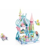 Конструктор Sluban Girl's Dream: Приказен Зимен замък (447 ч.) с 5 фигурки, 43х33х7 см