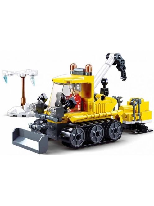 Конструктор Sluban Сити Спасителен Снегорин със снежно оръдие и кран, 145 ел., 1 фигурка, 24х19х5 cm