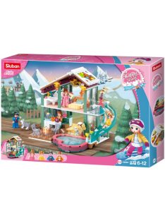   Конструктор Sluban Girl's Dream: Зимен спа курорт (439ч.) с 4 фигурки, 48х33х7 см