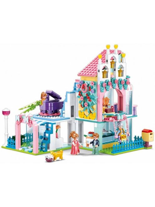 Конструктор Sluban Girl's Dream: Къща с апартаменти (601 ч.) с 4 фигурки, 48х33х7 cm