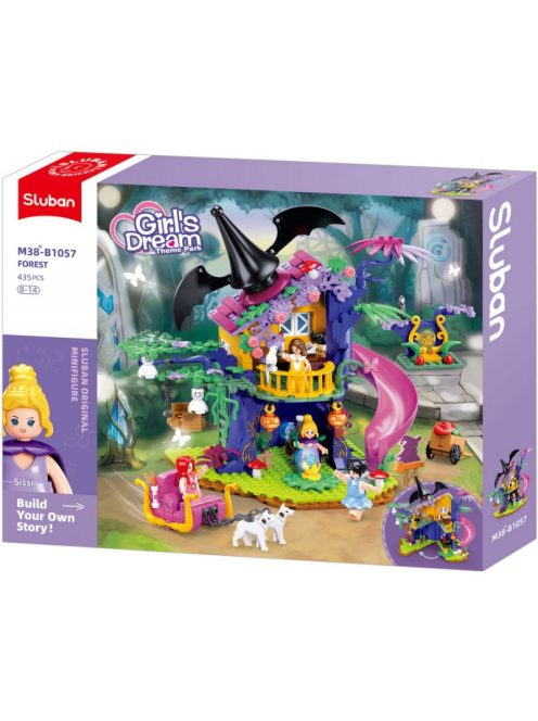 Конструктор Sluban Girl's Dream: Къща Магическо дърво (435 ч.) с 8 фигурки 43х33х7