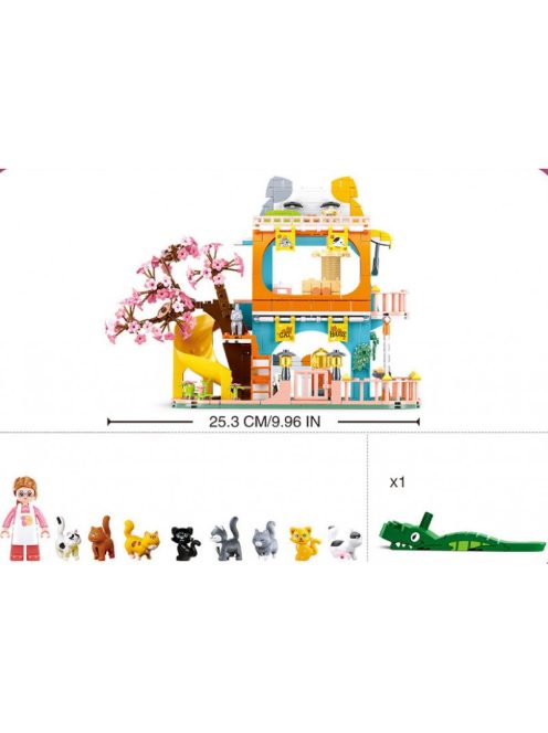 Конструктор Sluban Girl's Dream: Котешката къща (521 ч.) с 9 фигурки, 48х33х7 cm