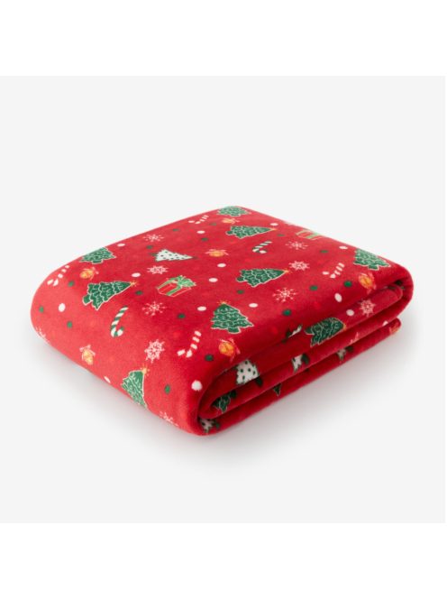 Одеяло Коледа 150 х 200 см, Полар, Christmass Fleece blanket, Червен
