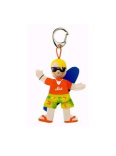   Ключодържател Sevi, С дървена фигурка Сърфист, 8.50х3 cm, Многоцветен